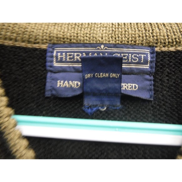 Woman's Herman Geist Hand Embroidered Wool Acrylic Fox V-neck Pullover Sweater L - Picture 7 of 9